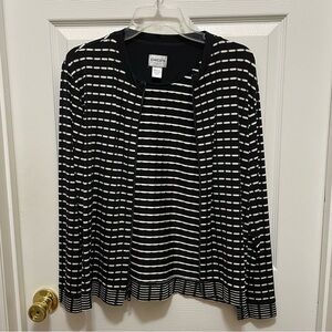 Chico's Travelers Black and White Striped Jacket